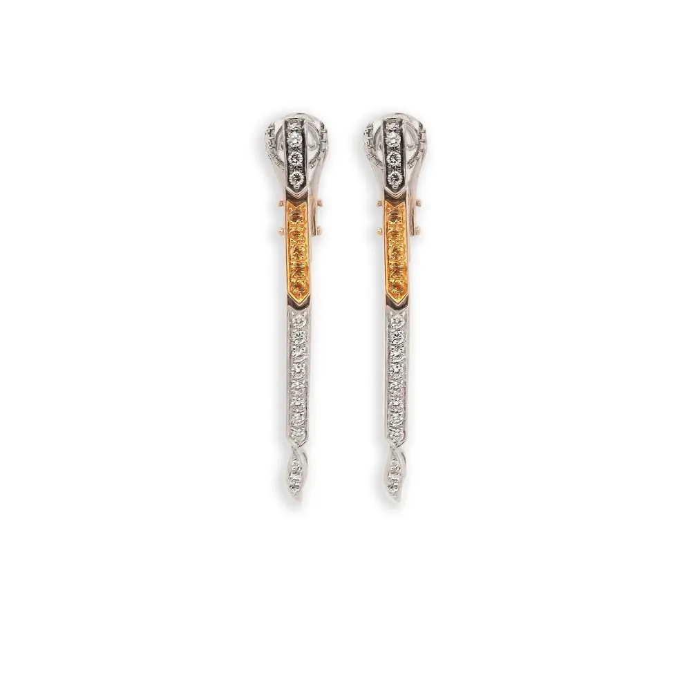 Diamond & Yellow Sapphire Earrings in 18K