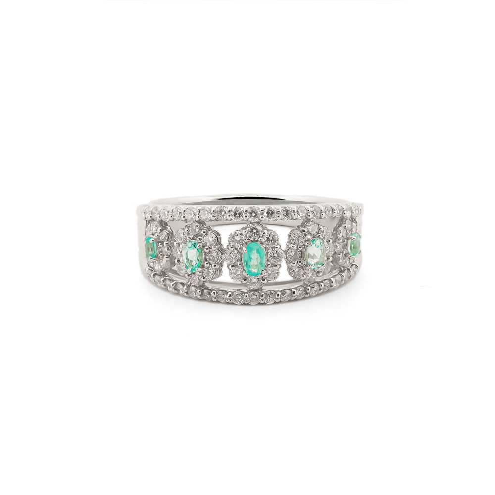 Paraiba & Diamond Band in Platinum