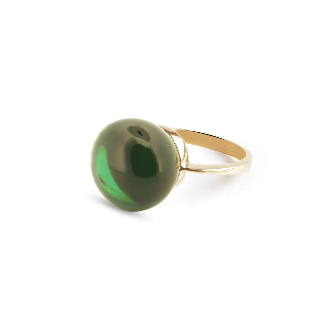 Italian Green Quartz Ring in 18K Gold