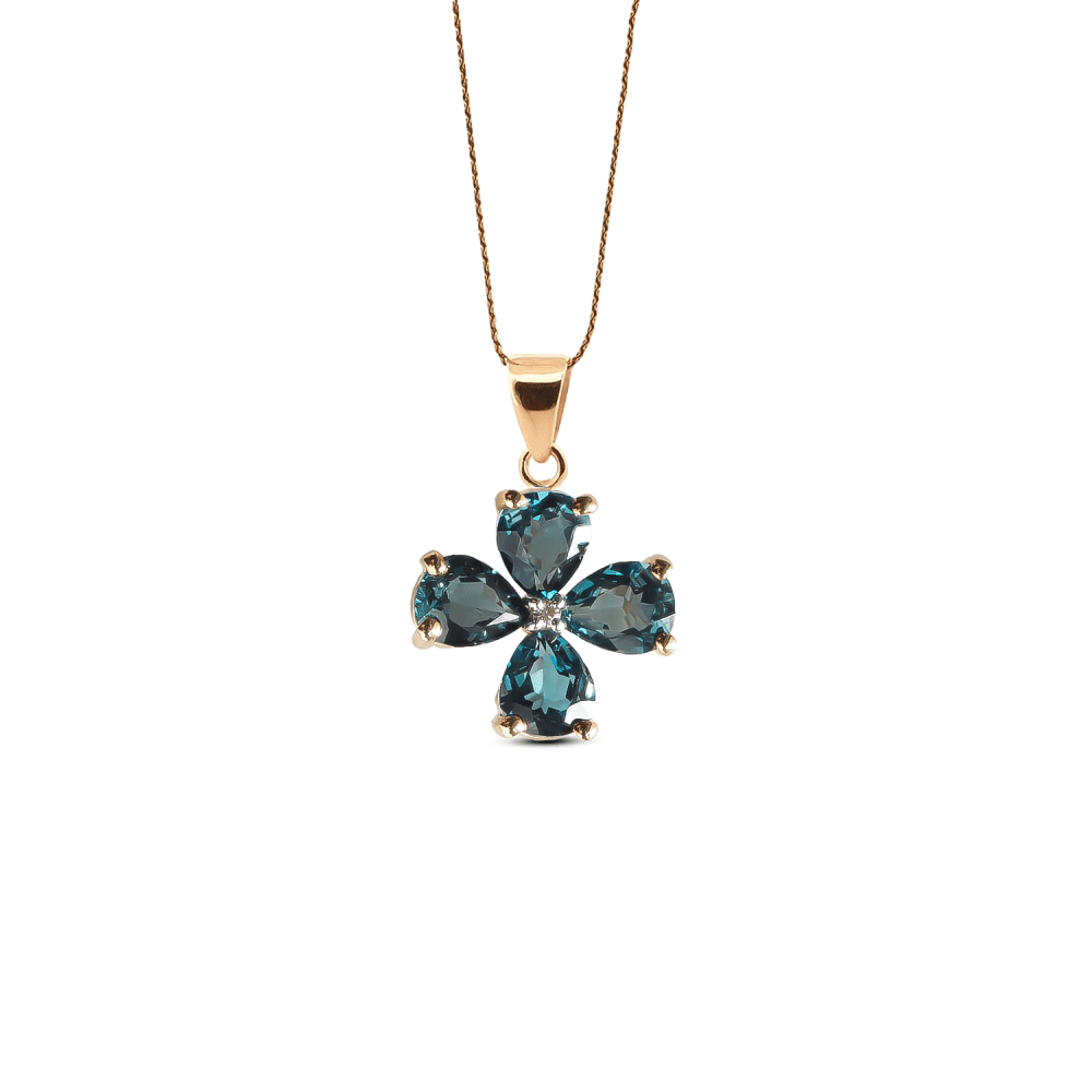 Topaz & Diamond Pendant in 9K Gold