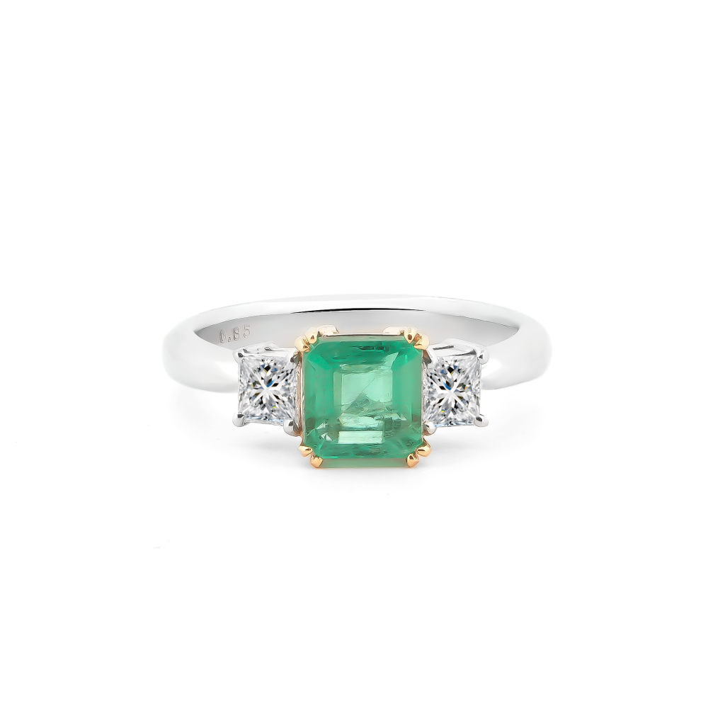 Emerald & Diamond Ring in Platinum