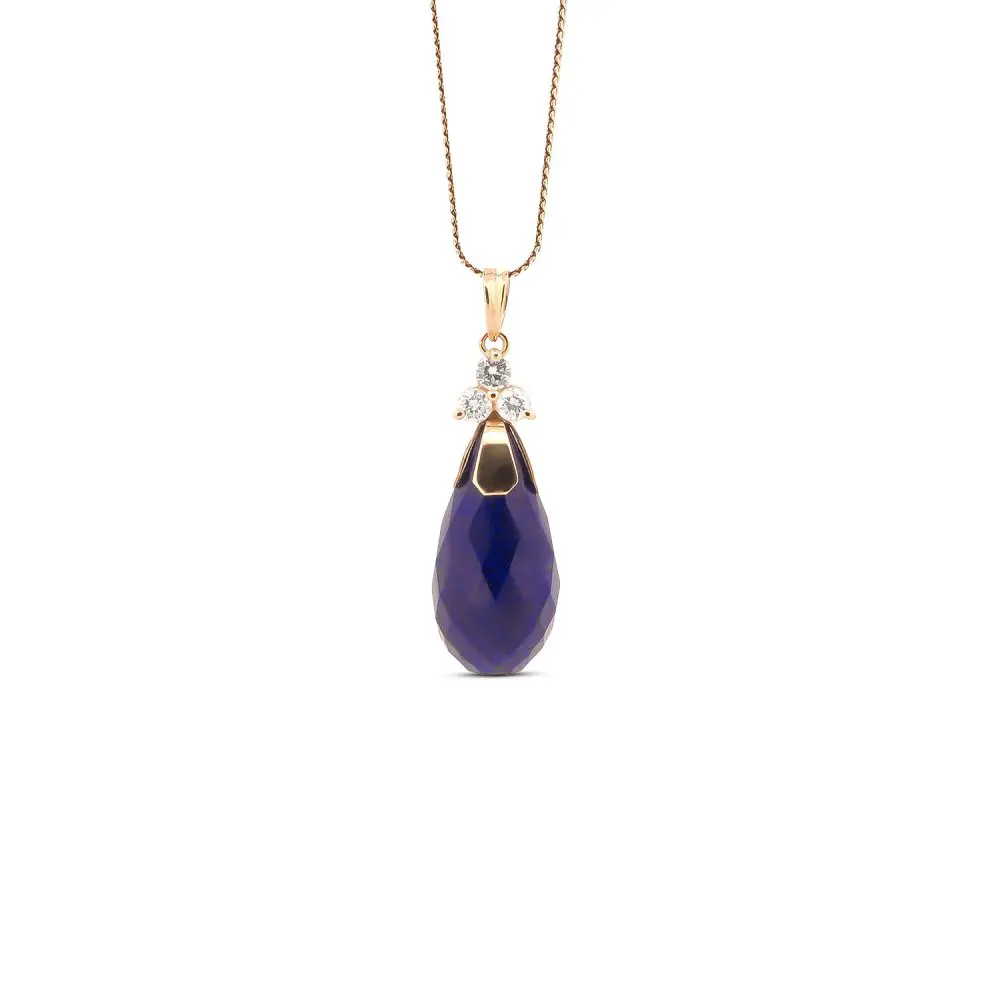 Lapis Lazuli & Diamond Pendant in 18K Gold