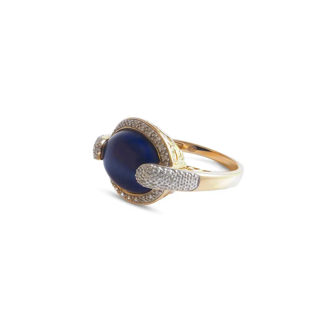 Lapis Lazuli & Diamond Dress Ring in 14K Gold