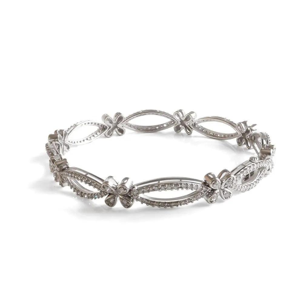 Diamond Elliptical Link Bracelet in 14K Gold