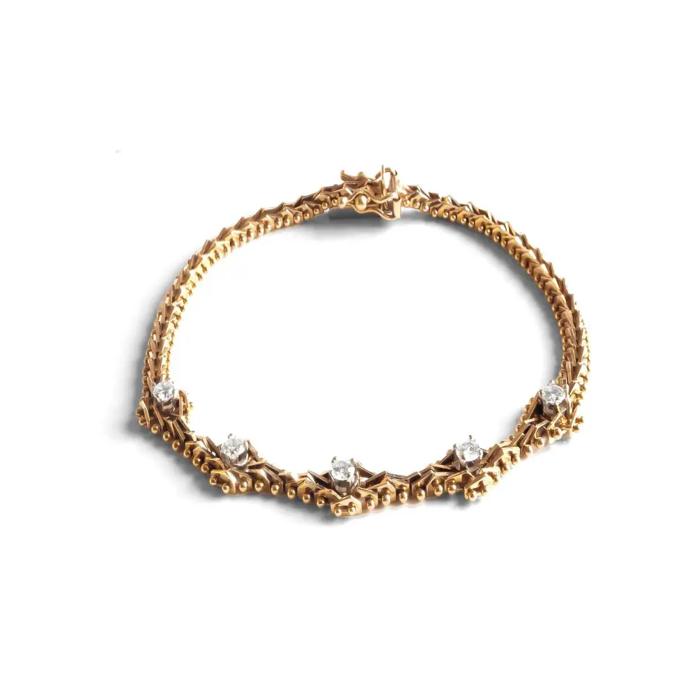 Diamond Fancy Link Bracelet in 14K Gold