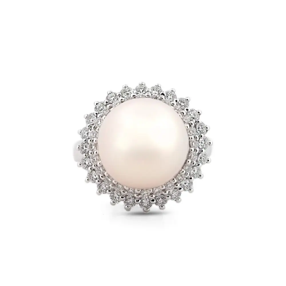 Pearl & Diamond Dress Ring in Platinum