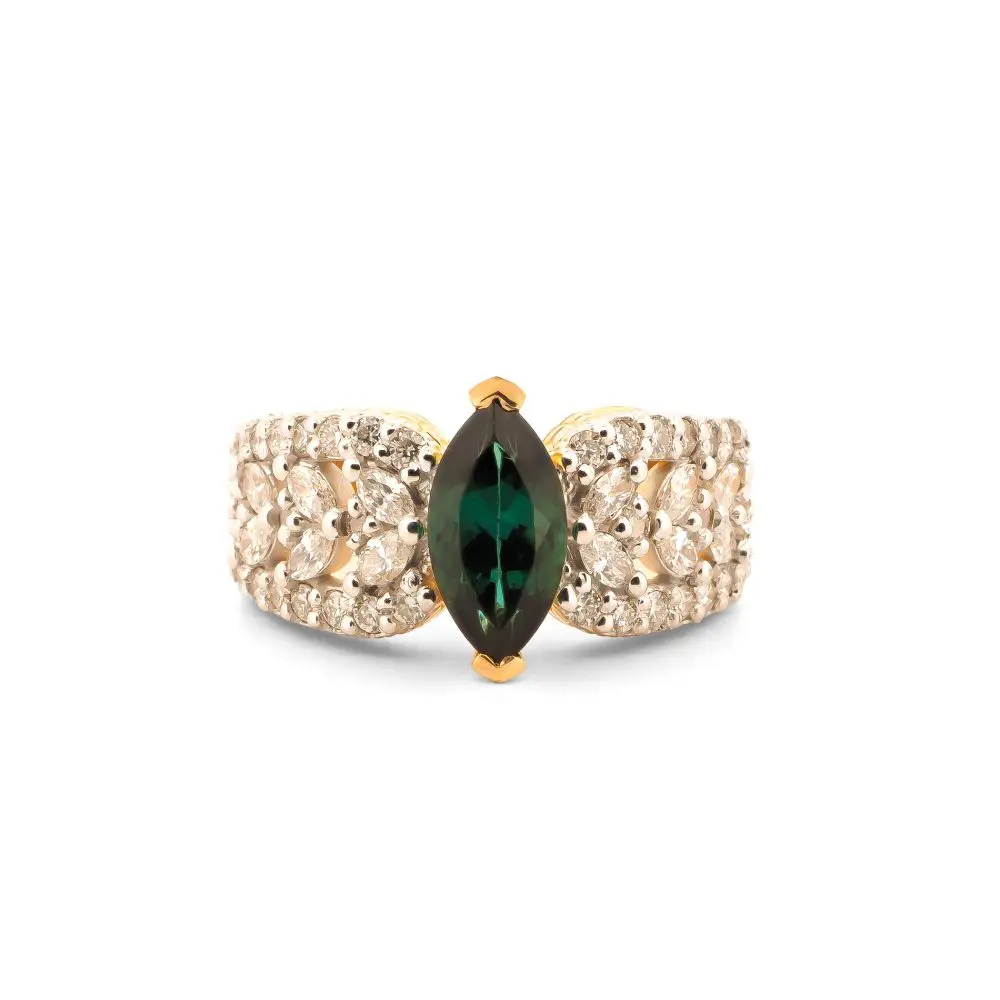 Tourmaline & Diamond Band in 18K Gold