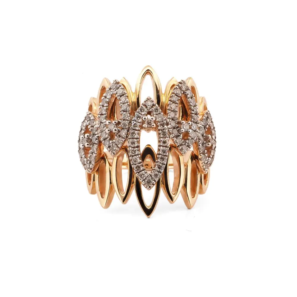 Openwork Geometric Diamond Ring in 9K Gold