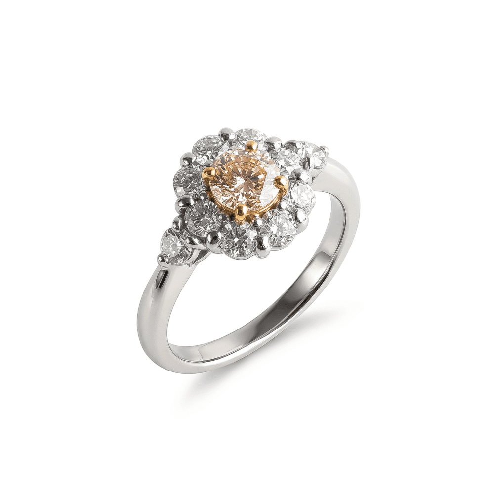 Fancy Light Pink & White Diamond Cluster Ring