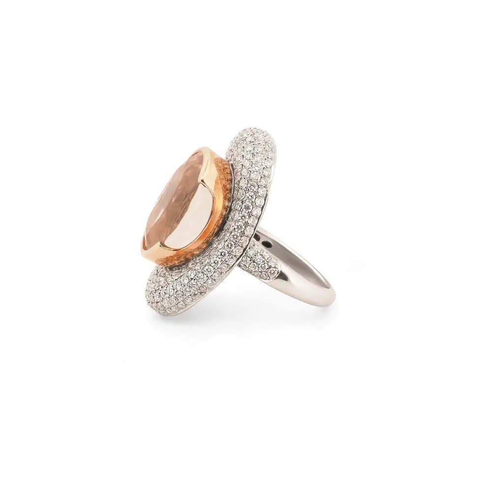 Morganite & Diamond Cocktail Ring in 18K Gold