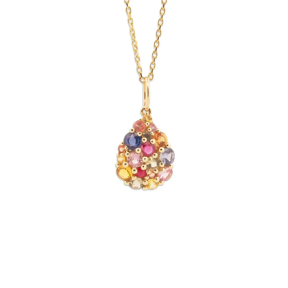Multi-Coloured Sapphire Pendant in 9K Gold