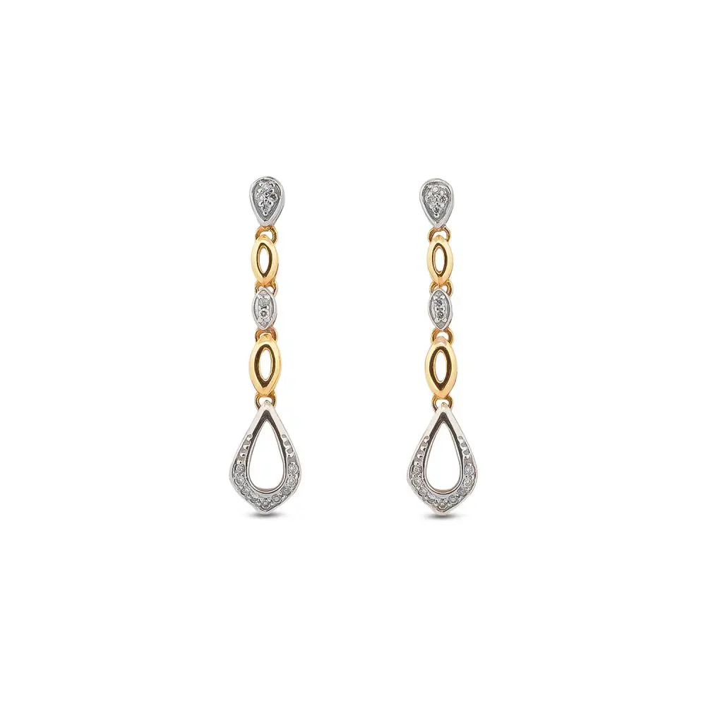 Two-Tone Diamond Earrings in 9K Gold