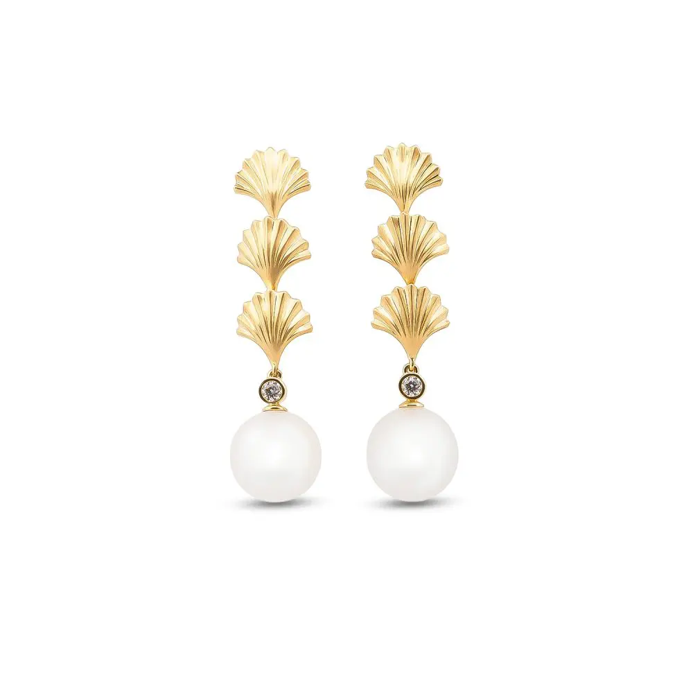 Autore South Sea Pearl & Diamond Earrings in 18K