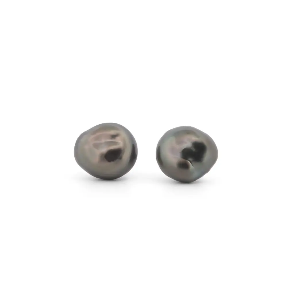 Autore Green Tahitian Pearl Stud Earrings in 18K Gold