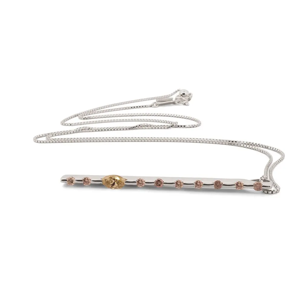 Yellow & Pink Diamond Pendant in 18K Gold