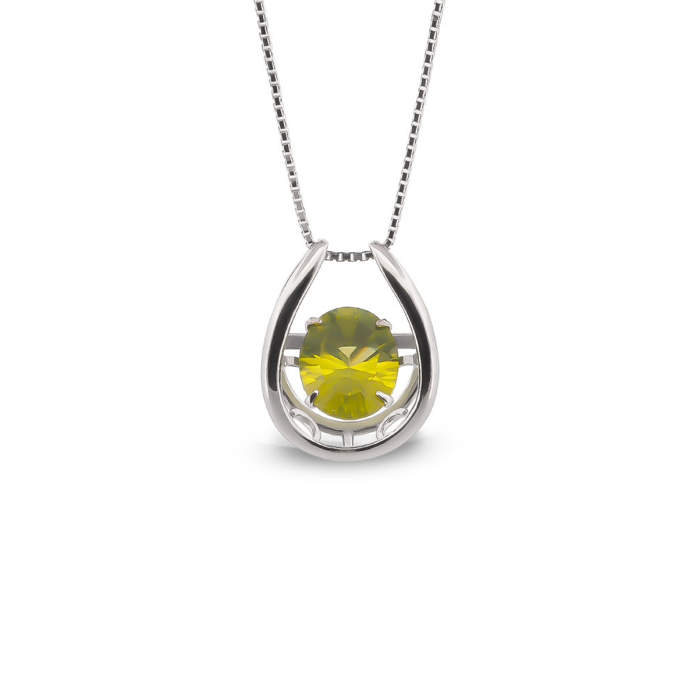 Dancing Peridot Pendant in 18K White Gold
