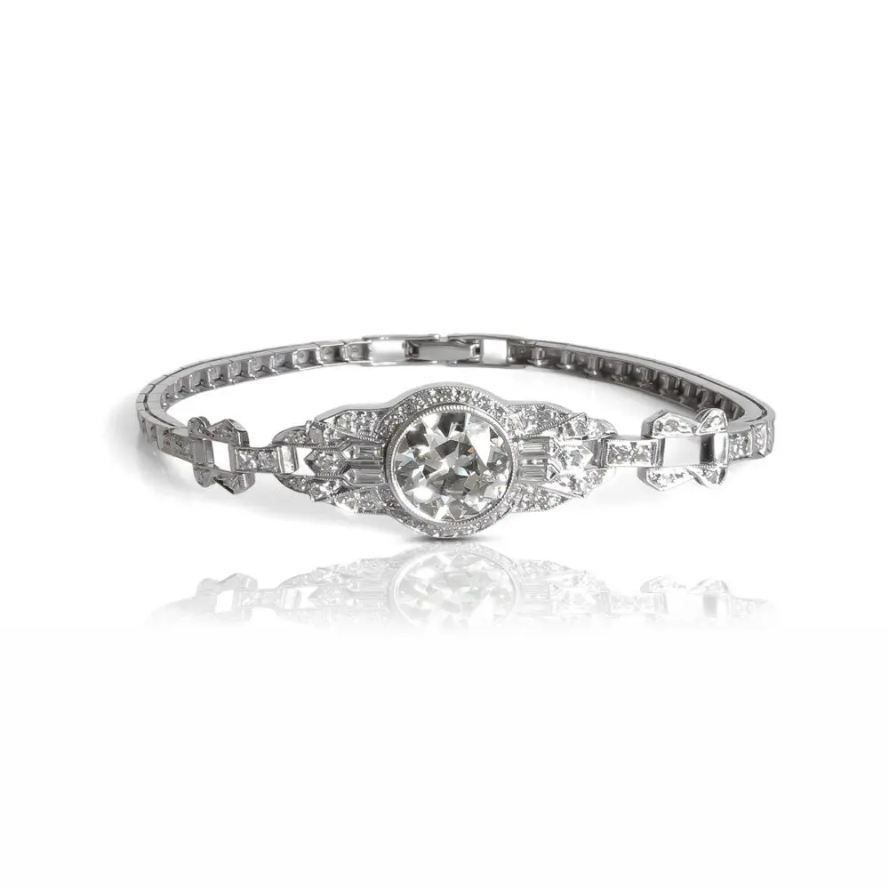 4.07ct GIA Old European Cut Art Deco Bracelet