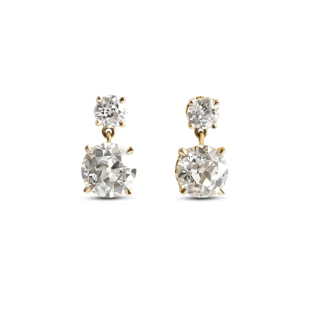 4.30ctw Old European Cut Diamond Drop Earrings