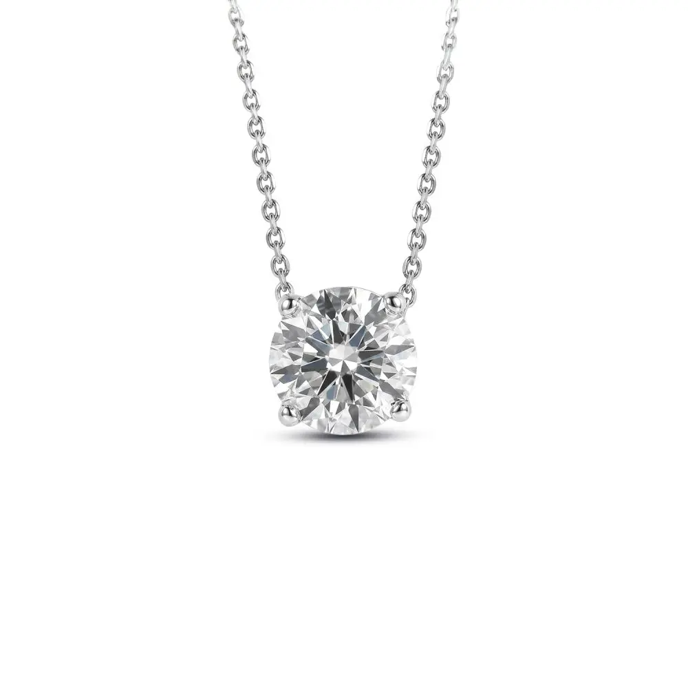3.00ct F Round Brilliant Diamond Solitaire Pendant