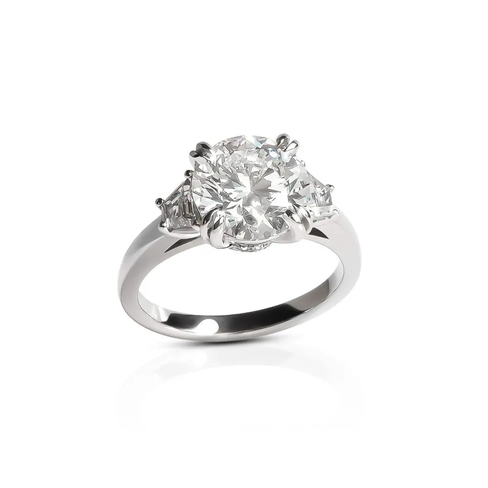3.01ct F Color Round Brilliant Diamond Ring