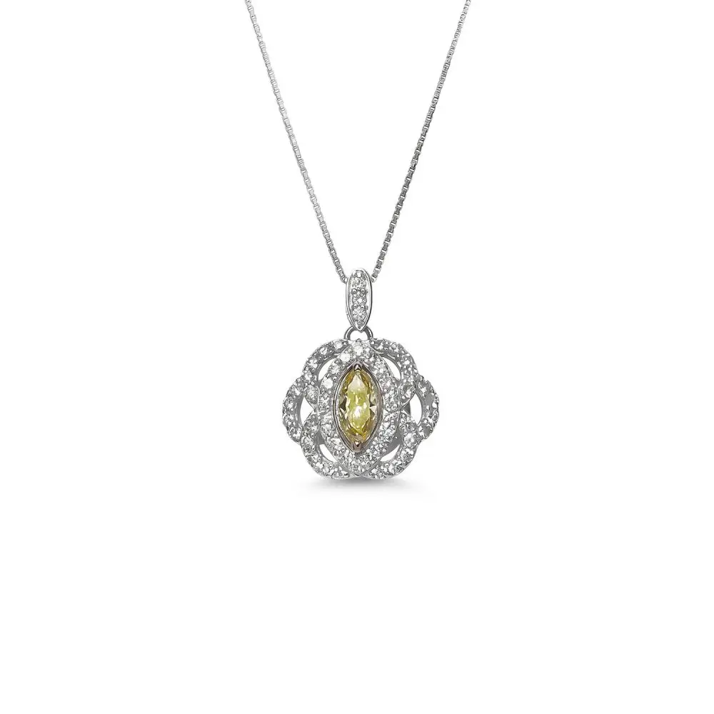 Fancy Yellow Diamond Pendant in Platinum