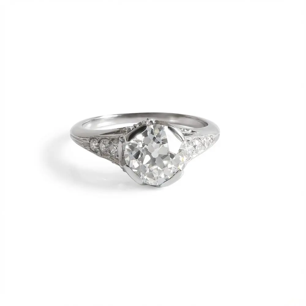 Old Mine Cut Diamond Art Deco Solitaire Ring