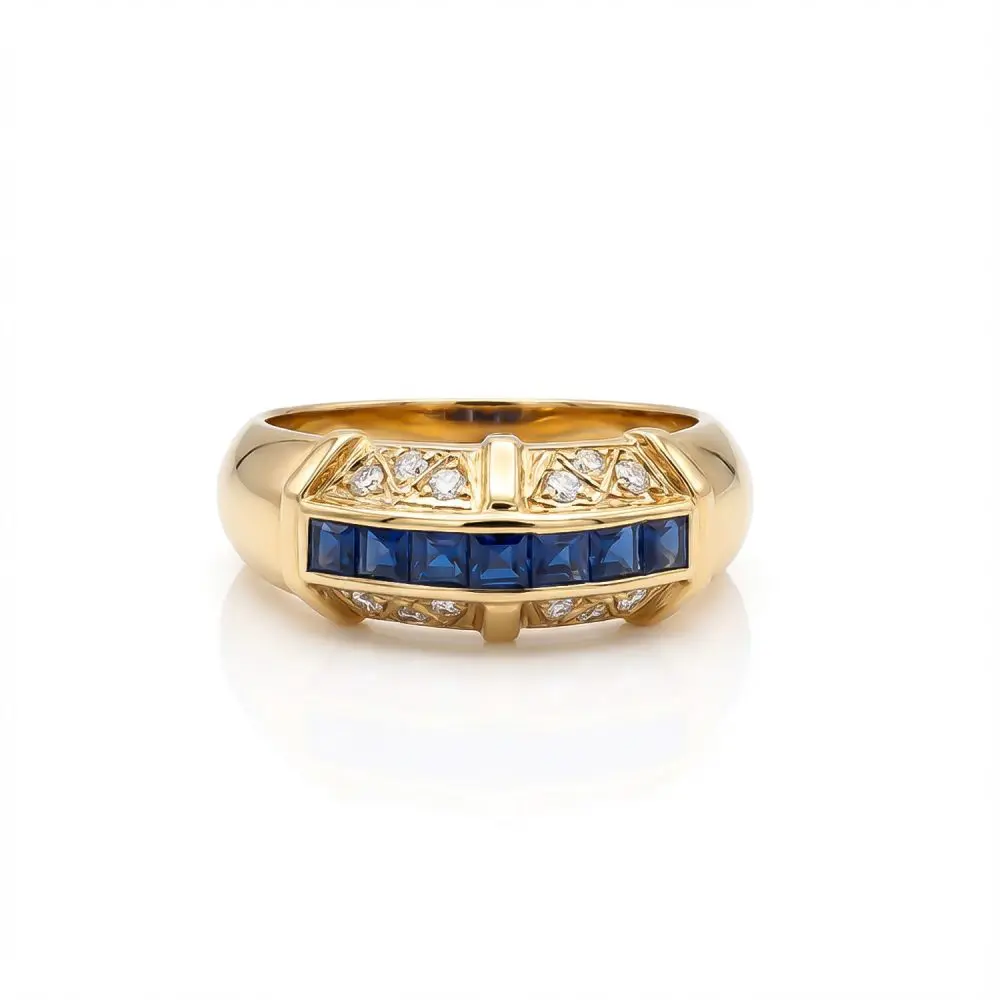 Sapphire & Diamond Dress Ring in 14K Gold