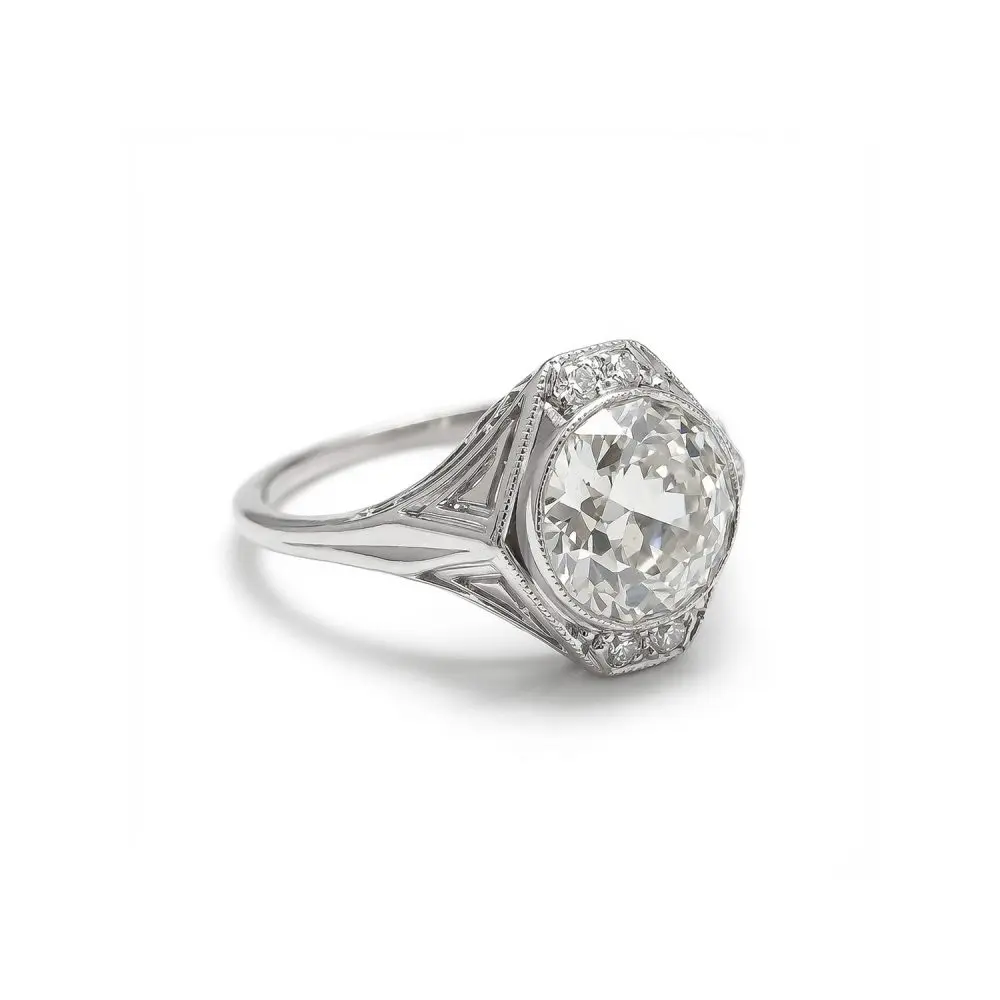 Old European Cut Diamond Art Deco Solitaire Ring
