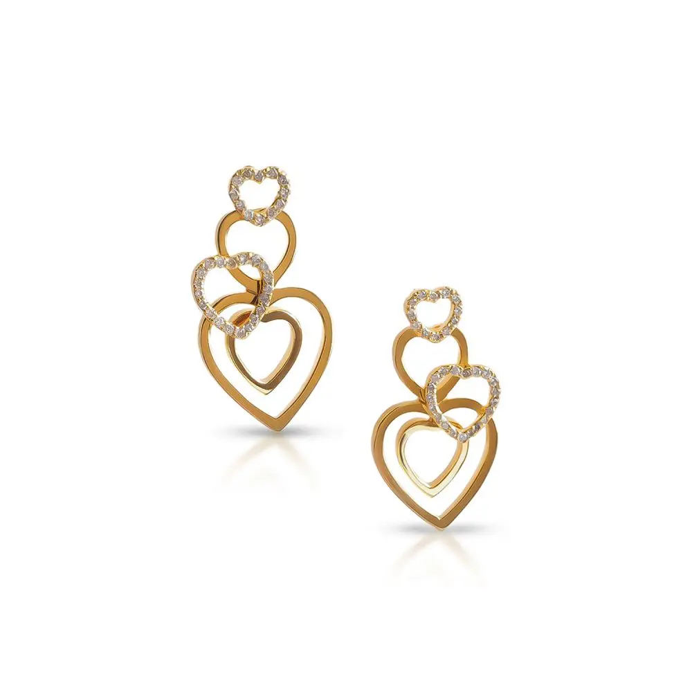 Diamond Multi-Heart Earrings in 18K Gold