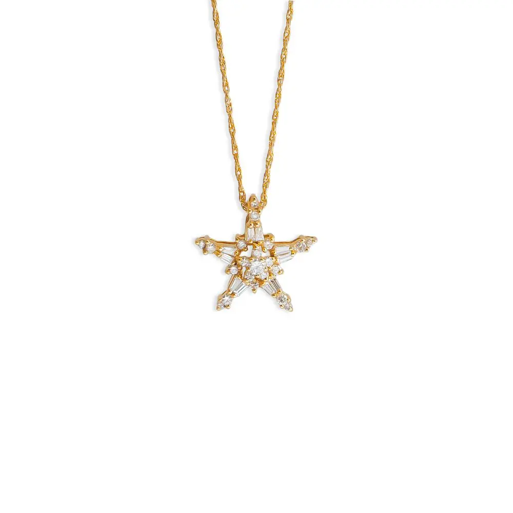 Diamond Star Pendant in 14K Gold