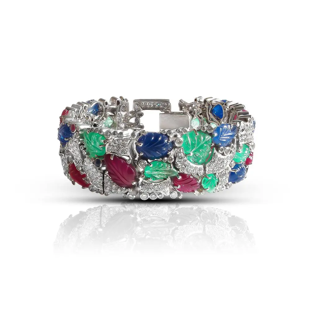Multi Gemstone & Diamond Tutti Frutti Cuff
