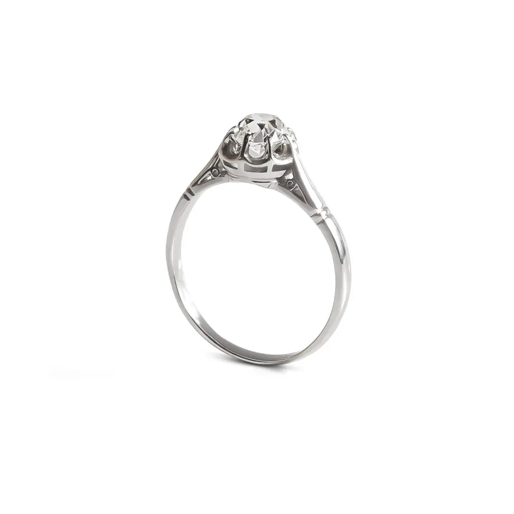 Old Mine-Cut Diamond Solitaire Ring in Platinum