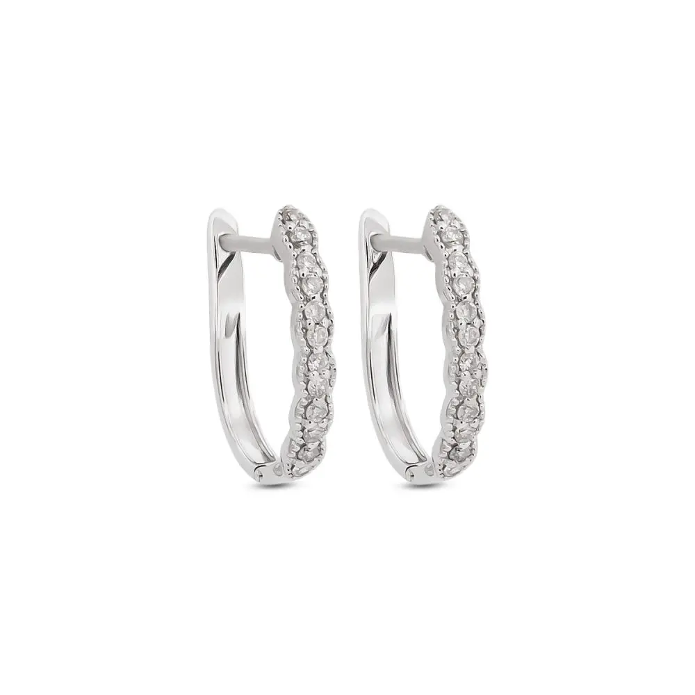 Diamond Huggie Earrings in 9K White Gold
