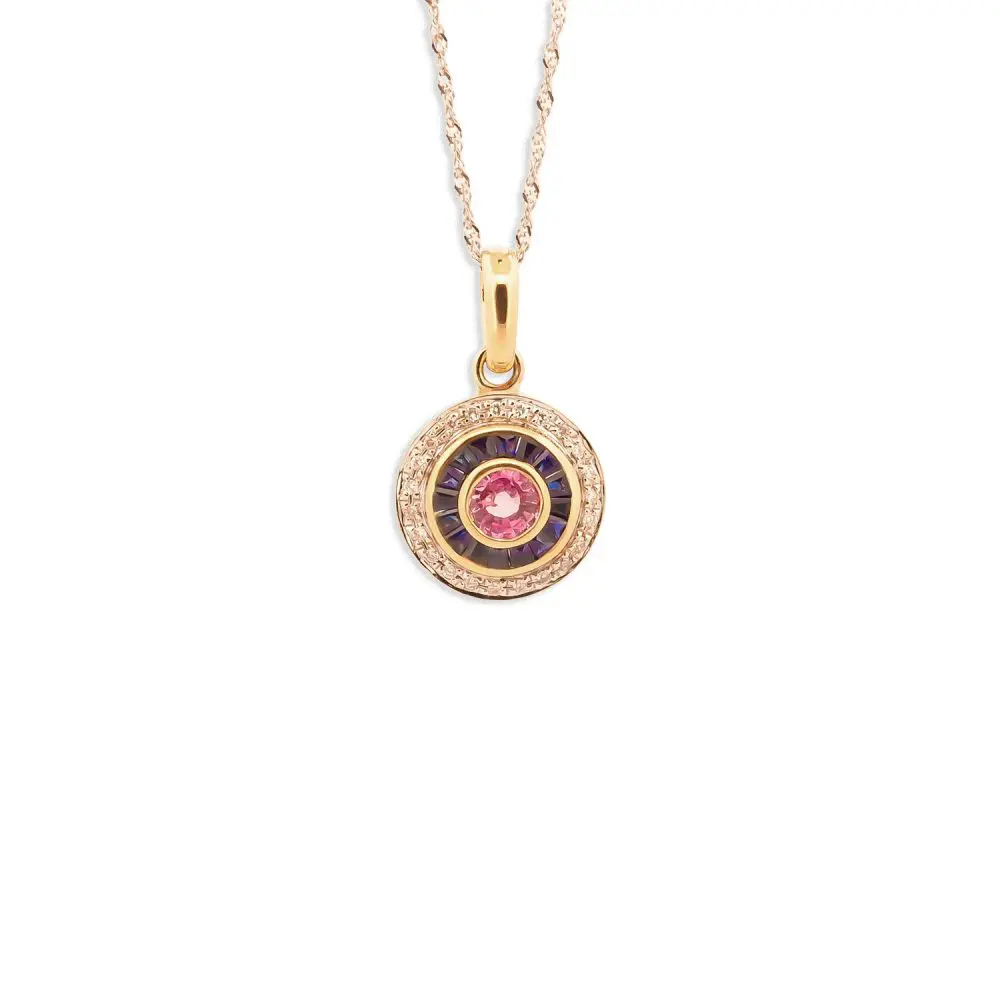 Diamond & Sapphire Pendant in 18K Gold