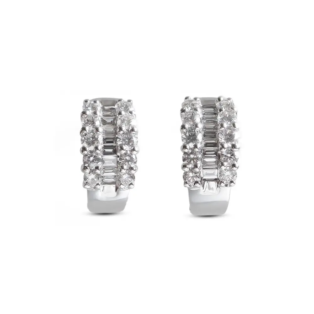 Diamond Huggy Earrings in 18K White Gold