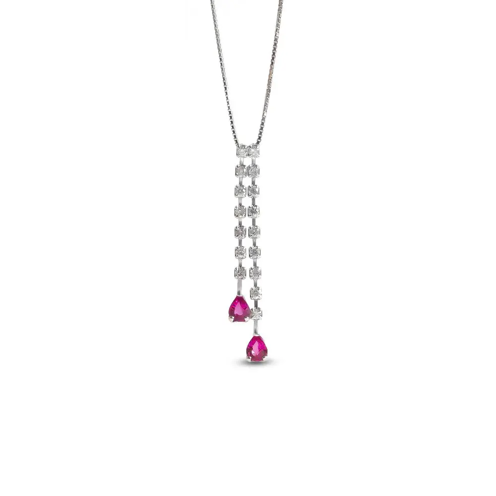Pink Sapphire & Diamond Pendant in 18K Gold