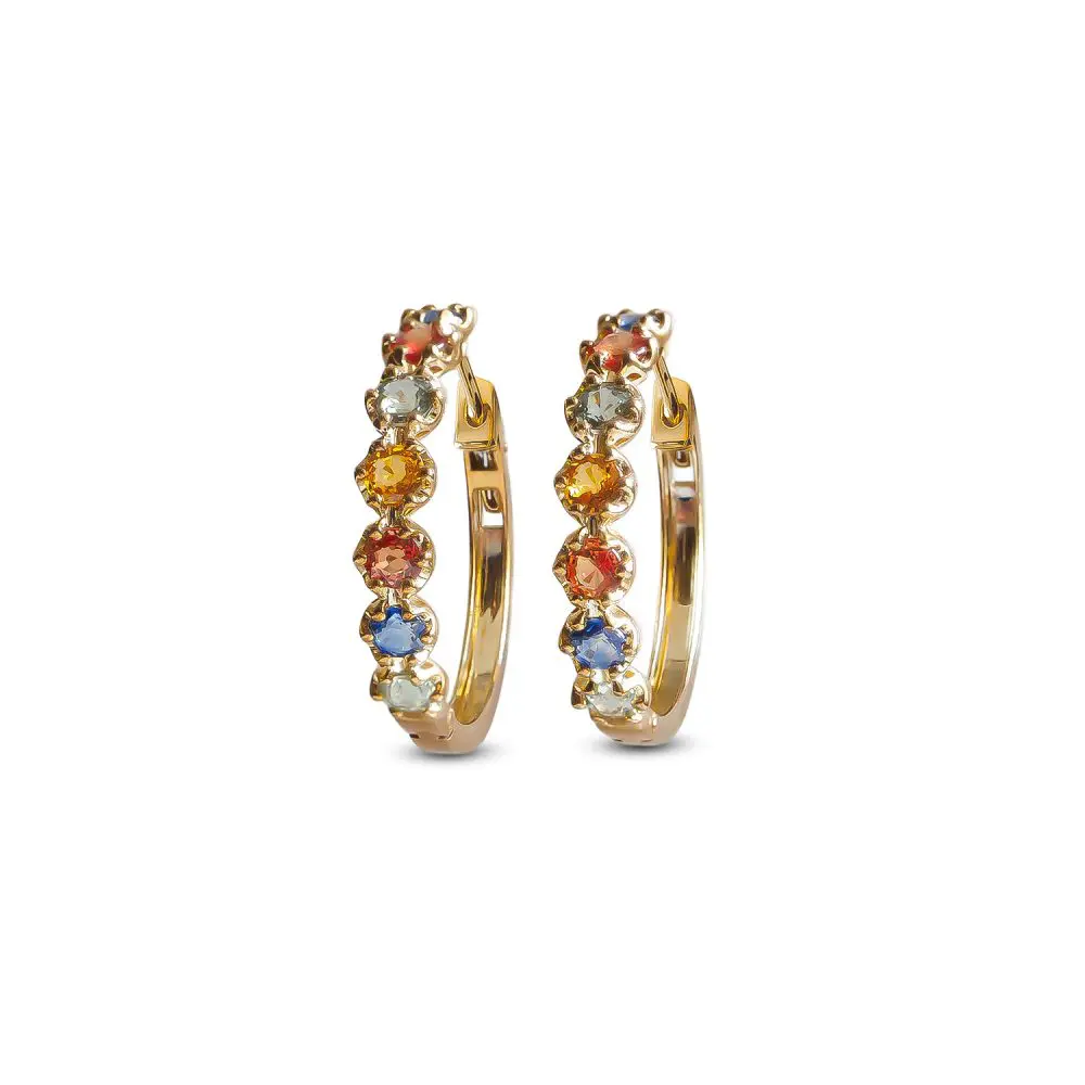Sapphire Hoop Earrings in 9K Gold