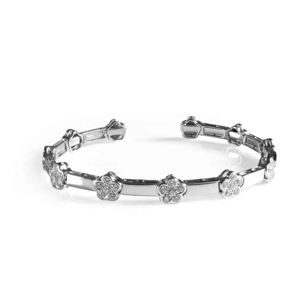 Diamond Open Bangle in 18K White Gold