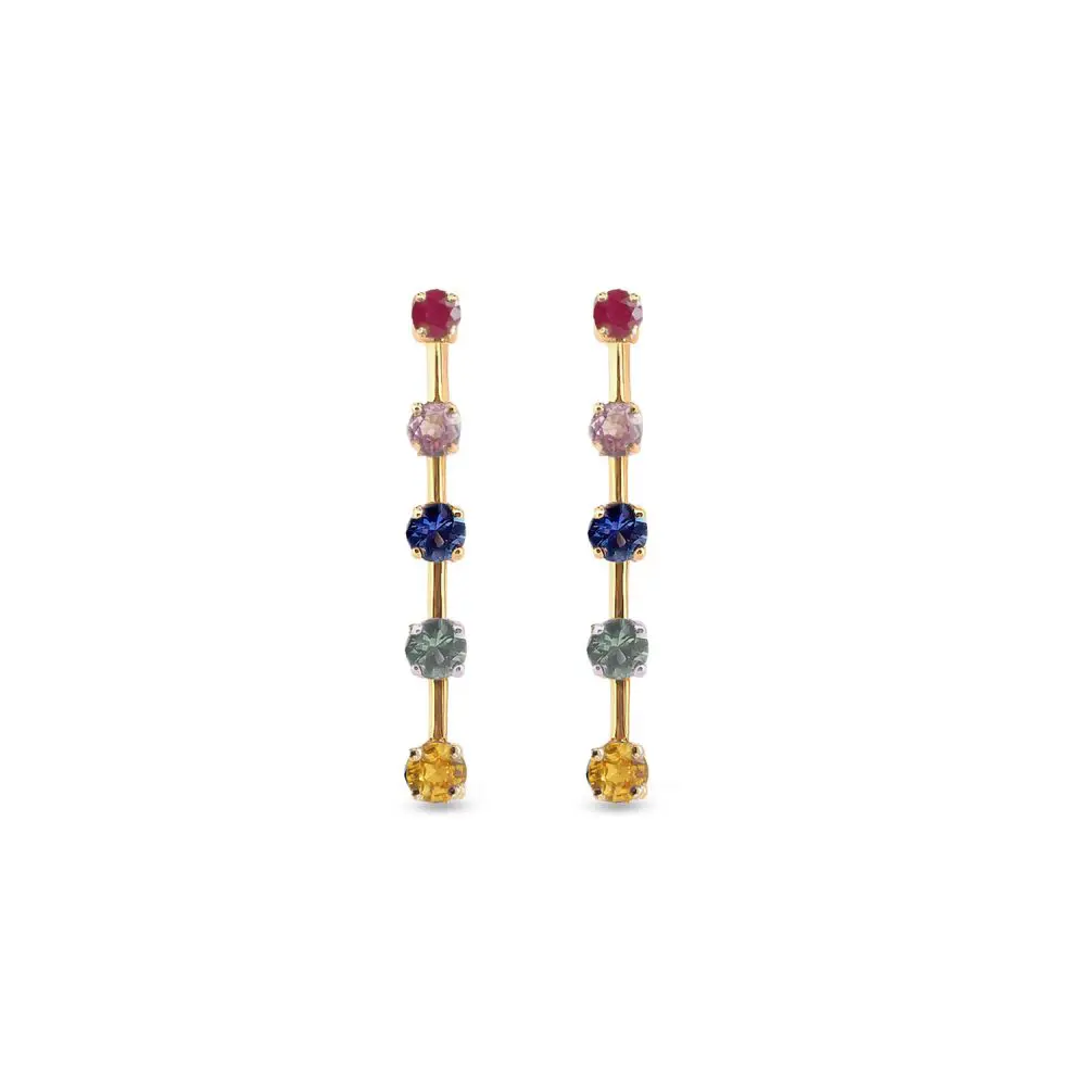 Multi-Colour Sapphire Earrings in 9K Gold