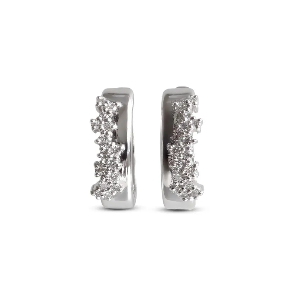 Diamond Huggie Earrings in 18K White Gold