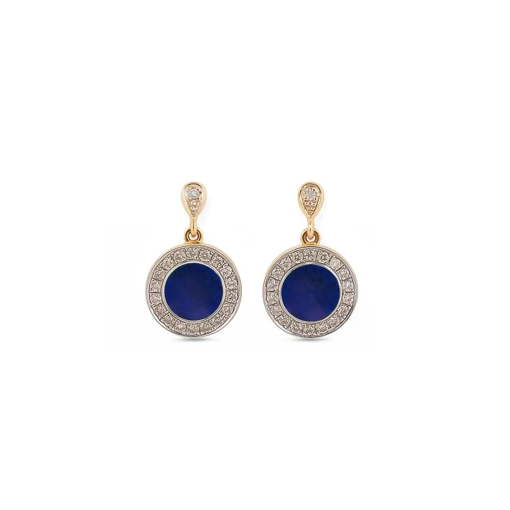 Lapis & Diamond Earrings in 9K Gold