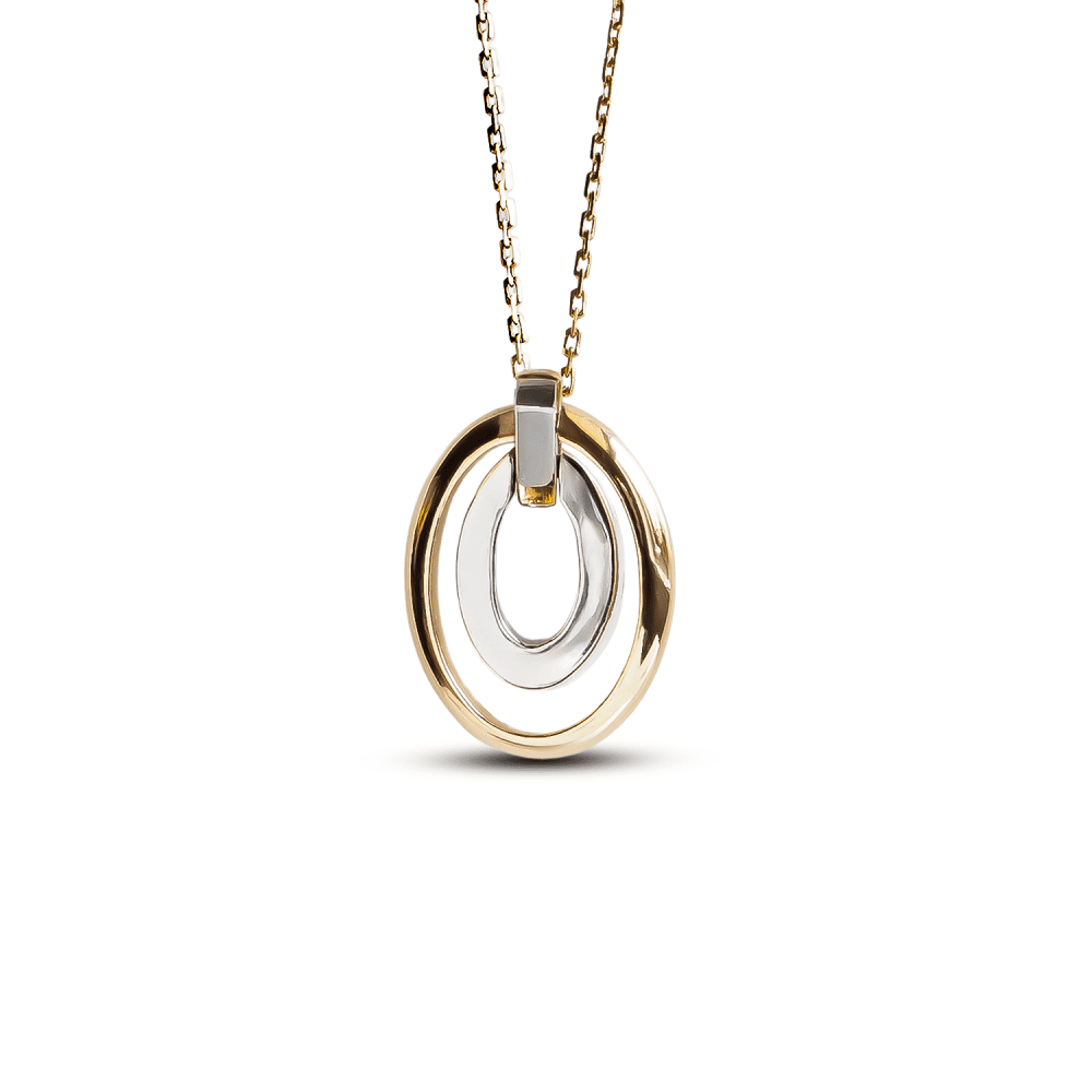 Two-Tone 18K Gold Oval Pendant