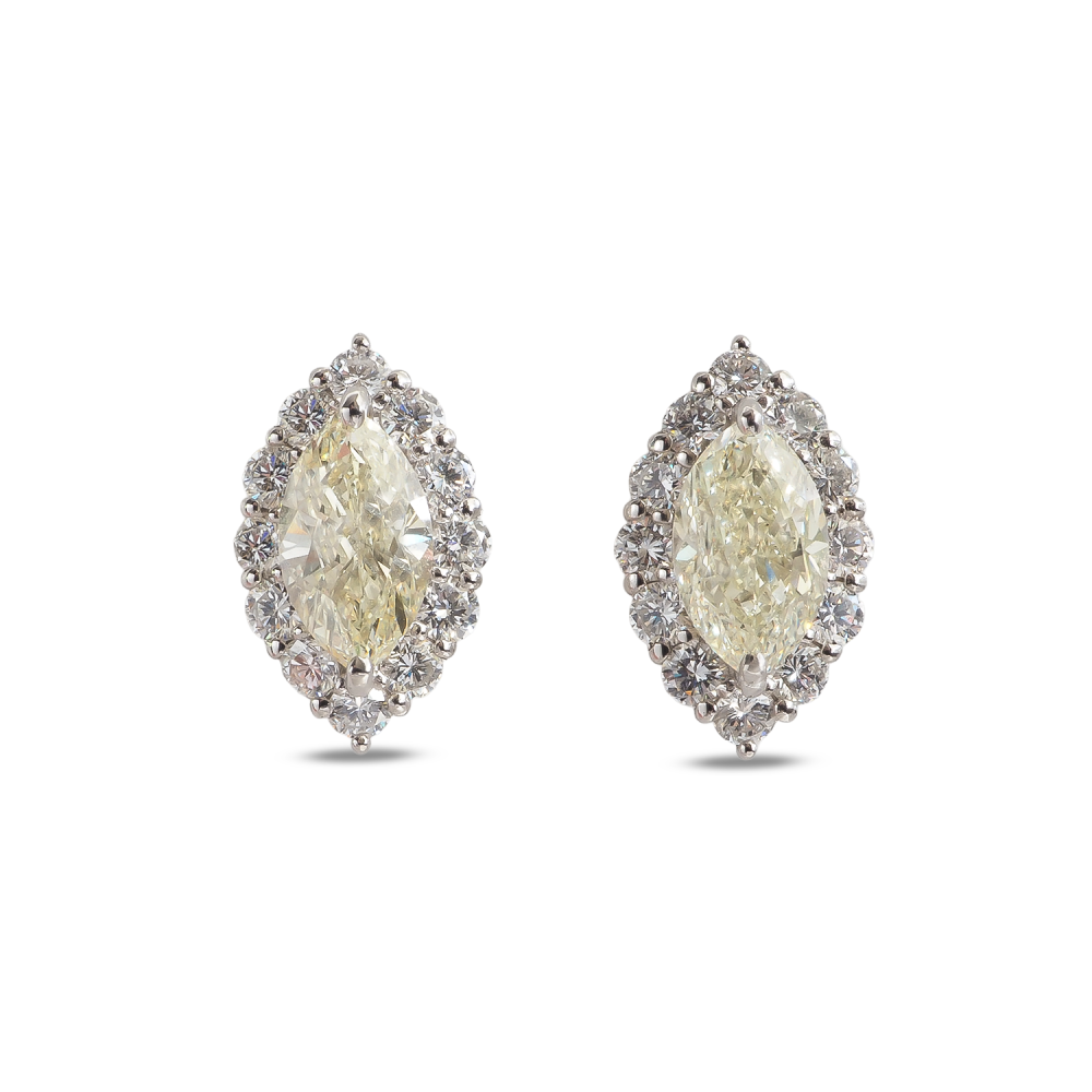 Yellow Diamond Earrings in 18K Gold & Platinum