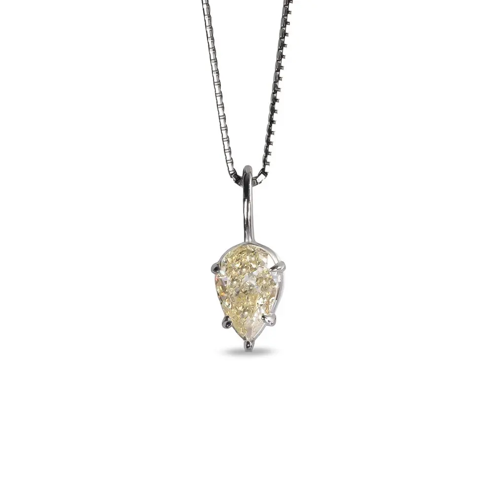 Pear-Cut Yellow Diamond in Platinum