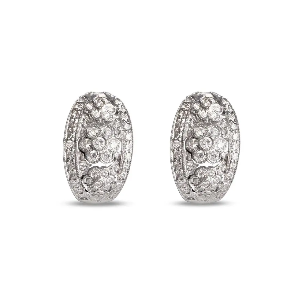 Diamond Half-Hoop Earrings in 18K Gold