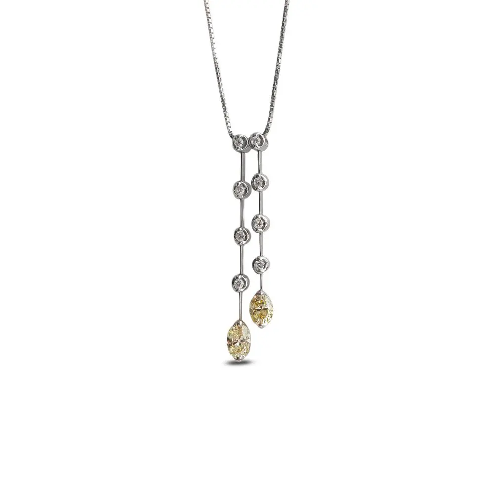 Fancy Yellow Diamond Lariat Pendant in 18K Gold
