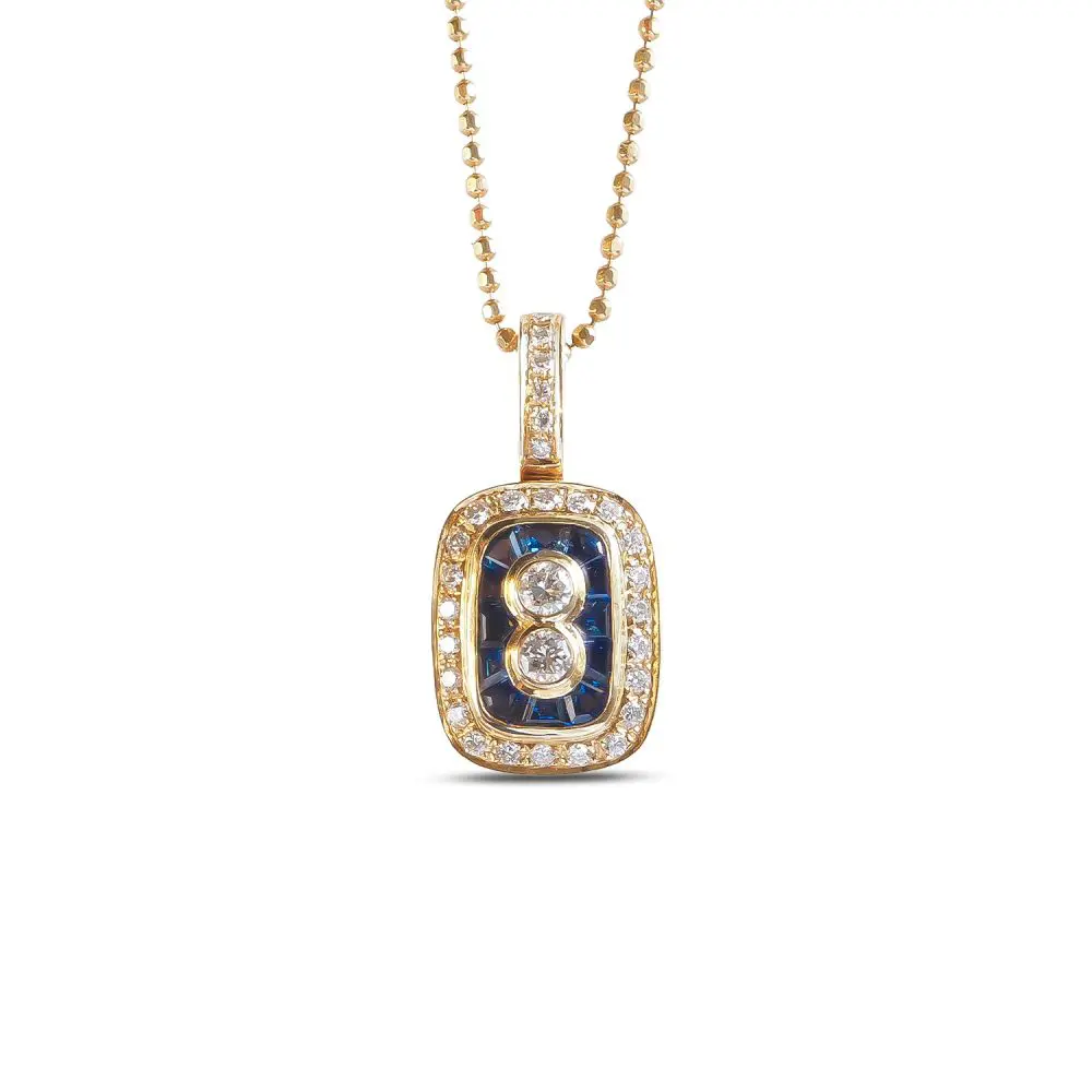 Sapphire & Diamond Pendant in 18K Gold