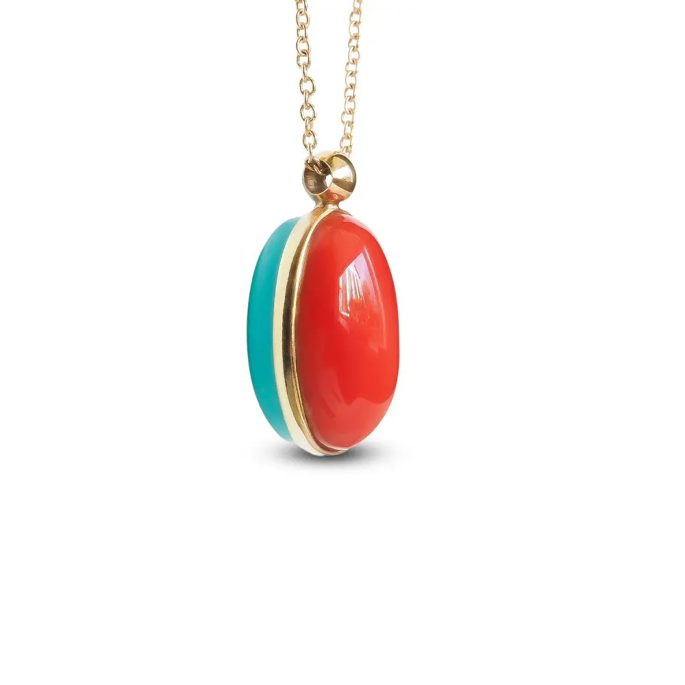 Evanueva Reversible Coral & Turquoise Pendant