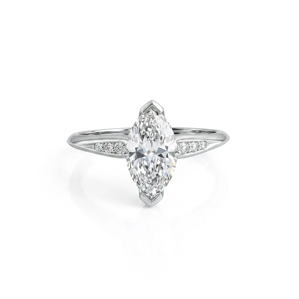 Marquise Diamond Ring in 14K White Gold