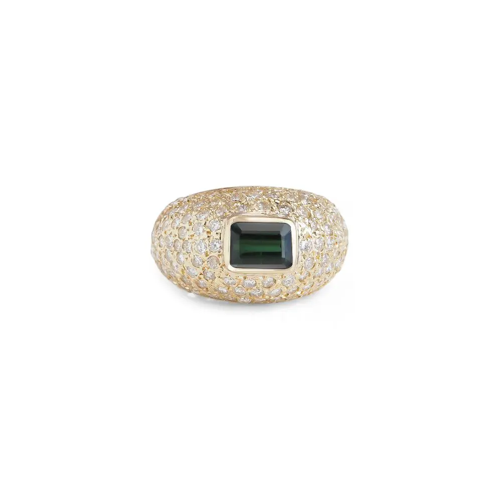 Tourmaline & Diamond Ring in 18K Gold
